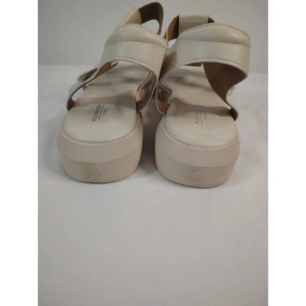 Rockport T-Strap Fisherman Sandals Abbie Tru Tech Cream Sport Shoes Womens 11